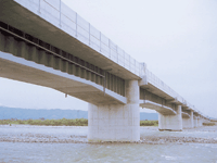 Kurobe River Bridge on Railway of the Hokuriku Shinkansen High Speed Railway