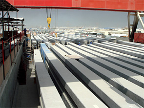 A manufacturing yard of prestressed concrete monorail girders, Dubai