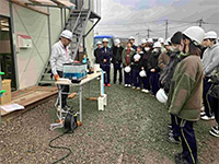 熊本高等専門学校４年生がケーソン工事の現場を見学